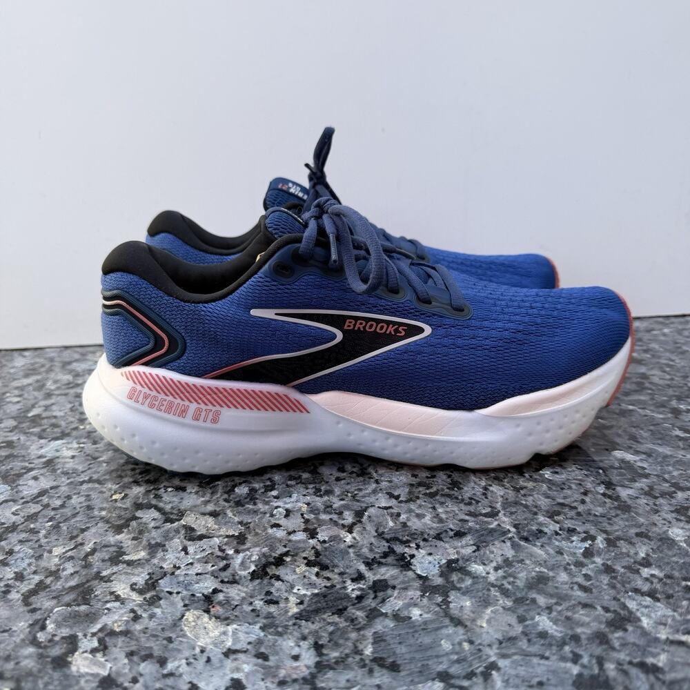 Brooks Glycerin GTS 21 Shoes Womens Size 10 Blue Ice Pink Running Sneakers